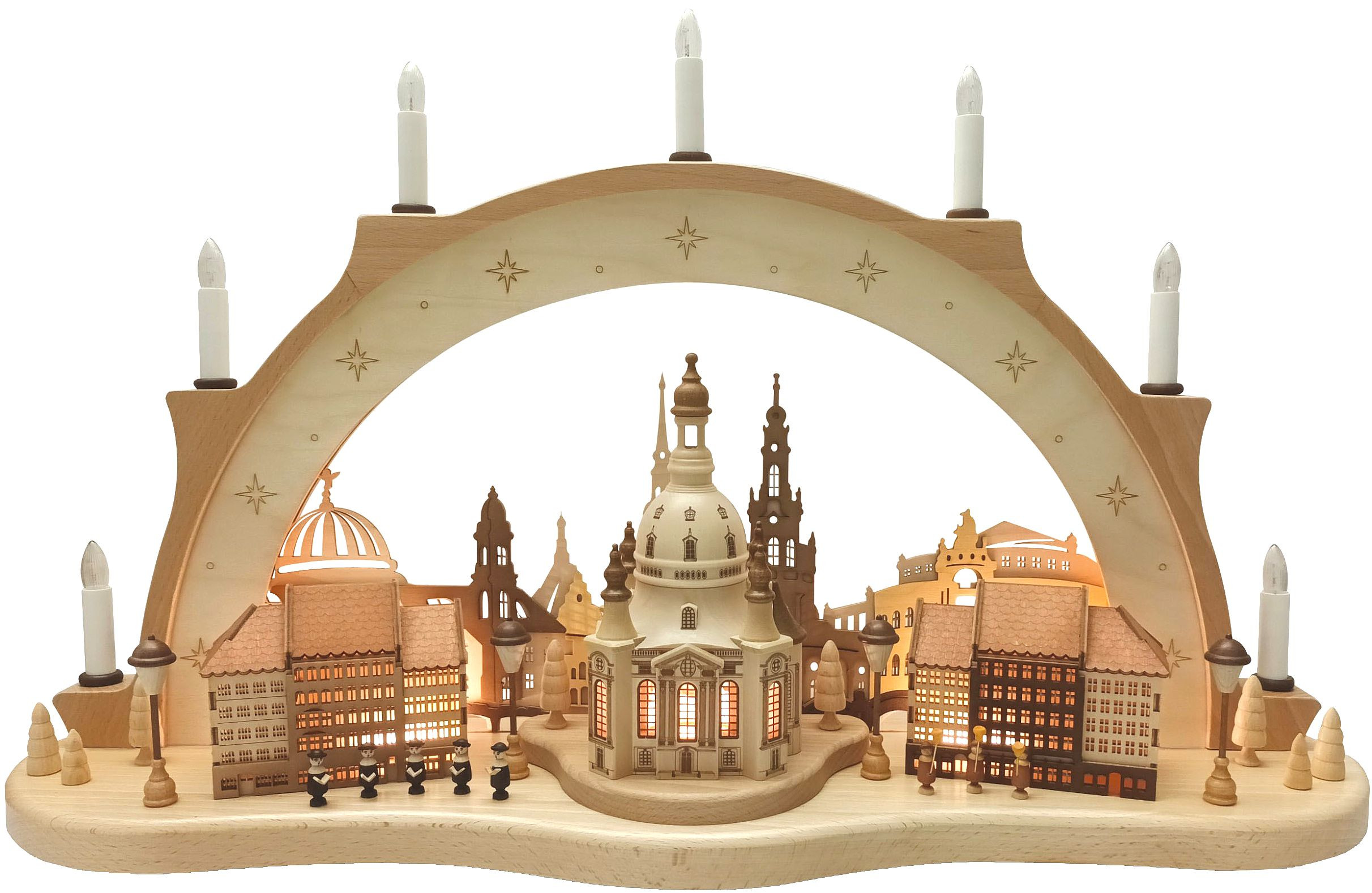 Zeidler Schwibbogen Dresdner Frauenkirche, Neumarkthäuser und Figuren