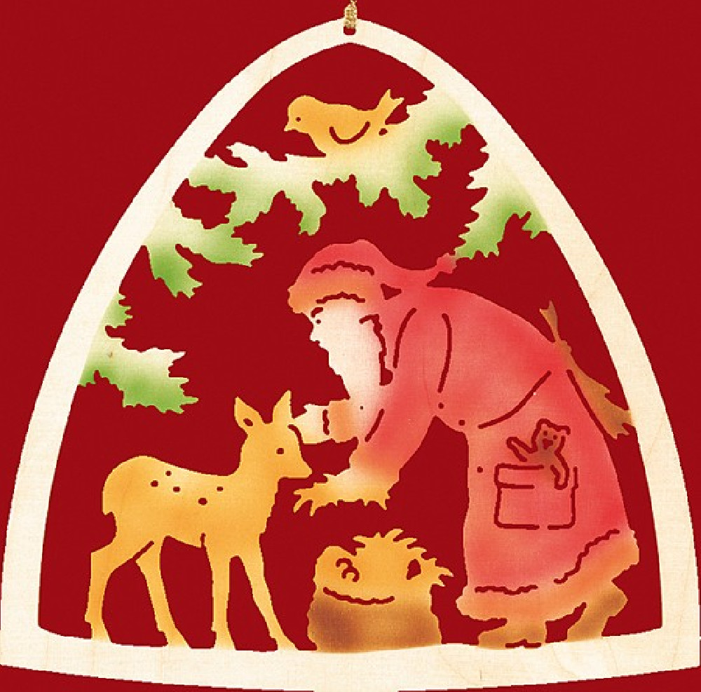 Taulin Fensterbild Farbig Weihnachten Weihnachtsmann mit Reh