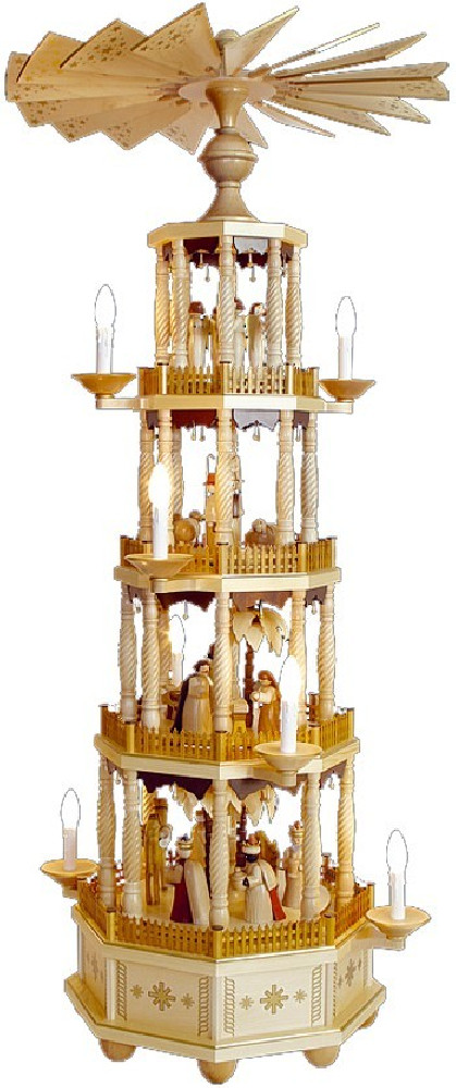 Richard Glässer Große Weihnachtspyramide mit gedrechselten Säulen
