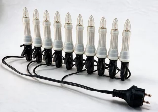 Außenlichterkette für Außenschwibbogen - 10 elektr. Kerzen (10 x 3W)