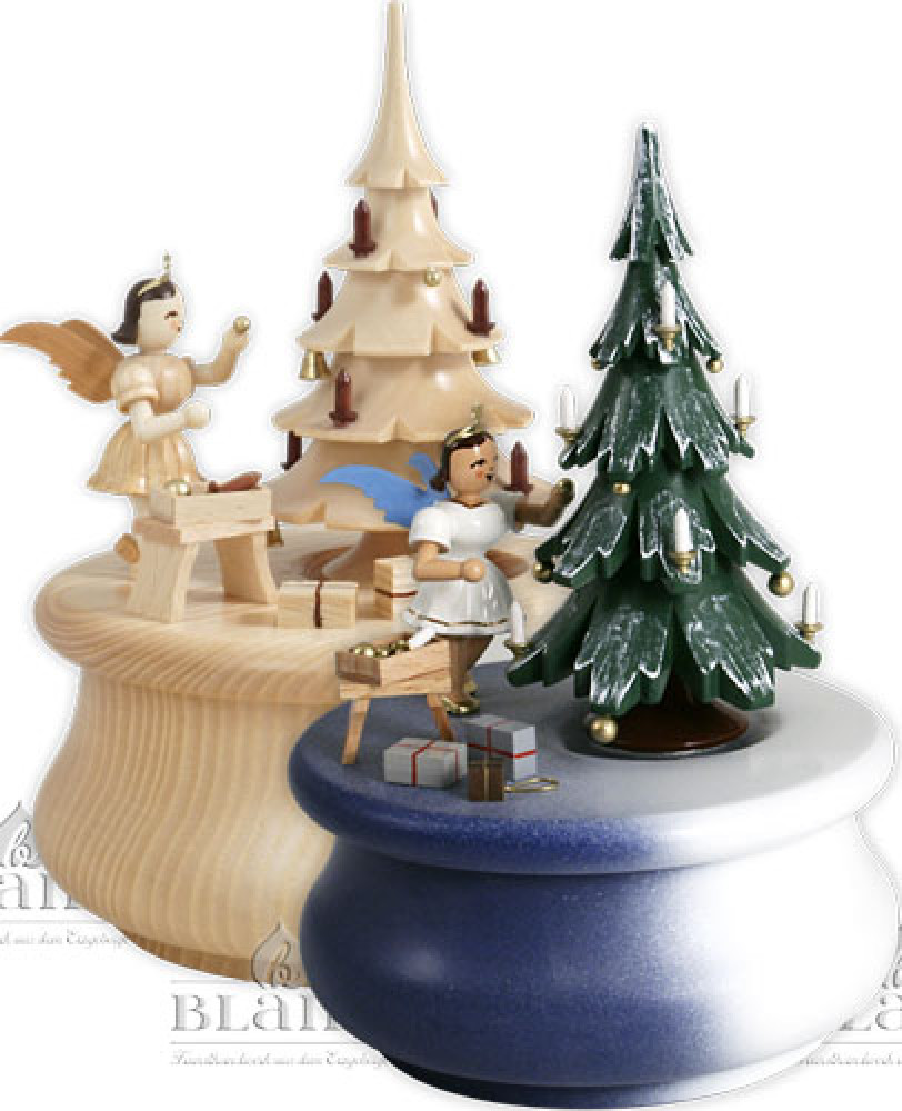 Blank Spieldose Weihnachtstraum mit Baum und Kurzrockengel