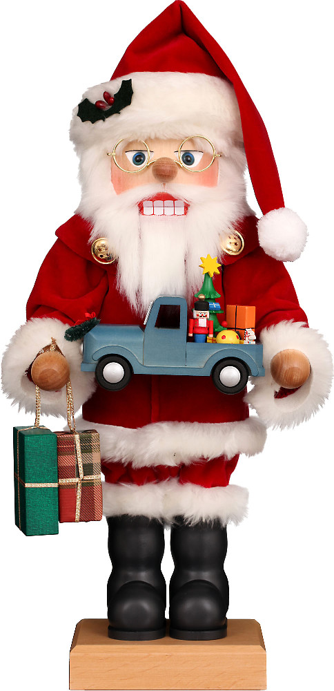 Christian Ulbricht Nussknacker Weihnachtsmann mit Spielzeugauto