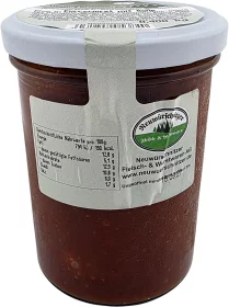 Currywurst mit Soße im Glas