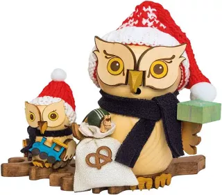 Drechslerei Kuhnert Räucherfigur Eule Weihnachtsmann mit Kind