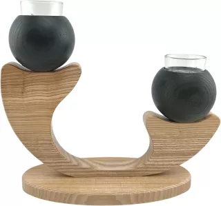 Drechslerei Kuhnert Tischleuchter, 2 Kugeln, grün