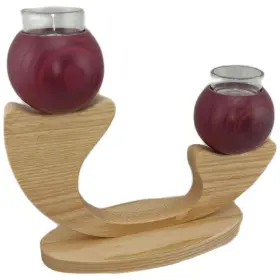 Drechslerei Kuhnert Tischleuchter, 2 Kugeln, rot