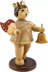 Ellmann Adventengel mit Glocke - mit Krone, natur