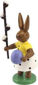 Ellmann Hase mit Ei und Weidenkätzchen, farbig