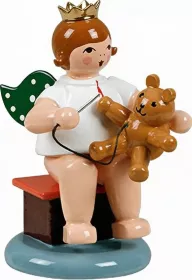 Ellmann Weihnachtsengel mit Teddy - sitzend, mit Krone