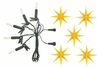 Herrnhuter Stern Erweiterung A1s gelb mit 5 Sternen, mit LED