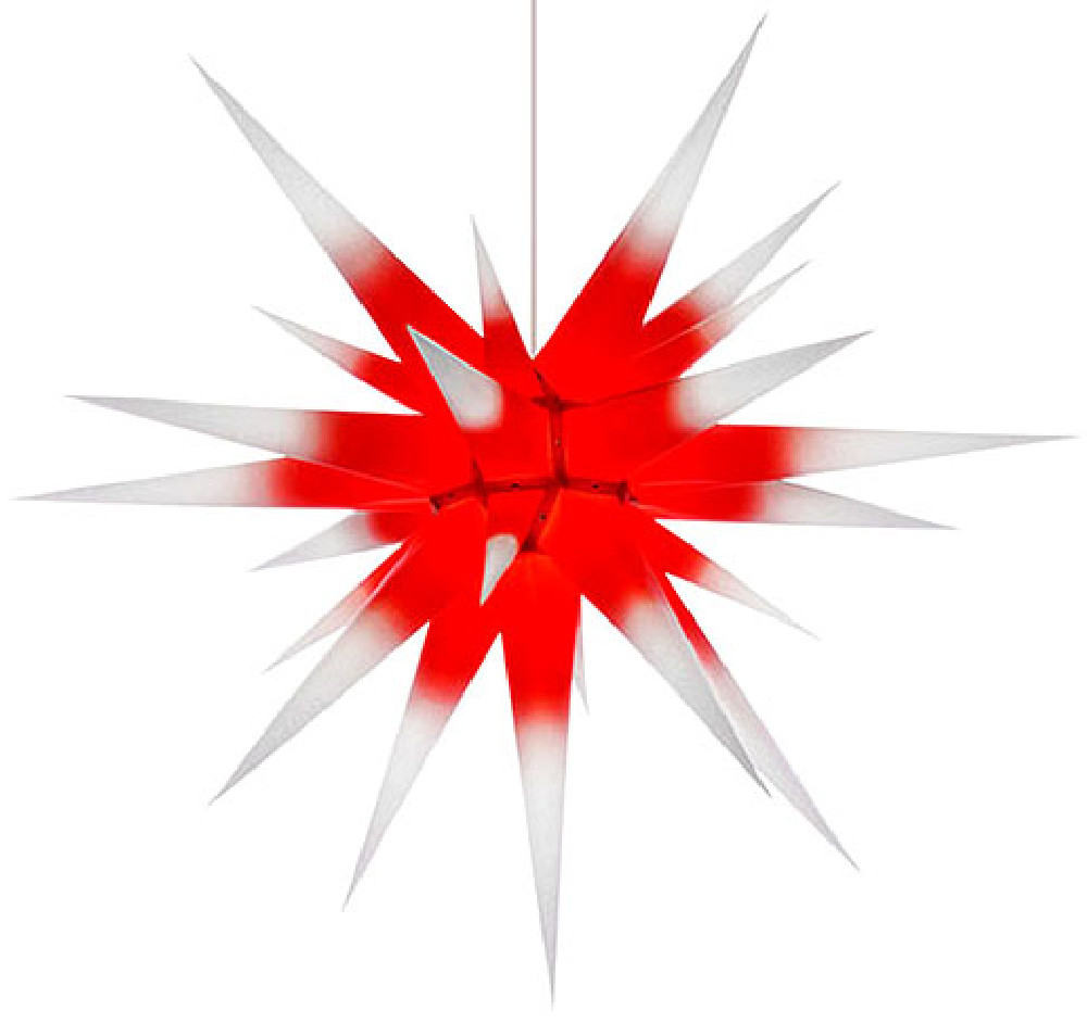 Herrnhuter Stern I8, weiß mit rotem Kern - 80 cm