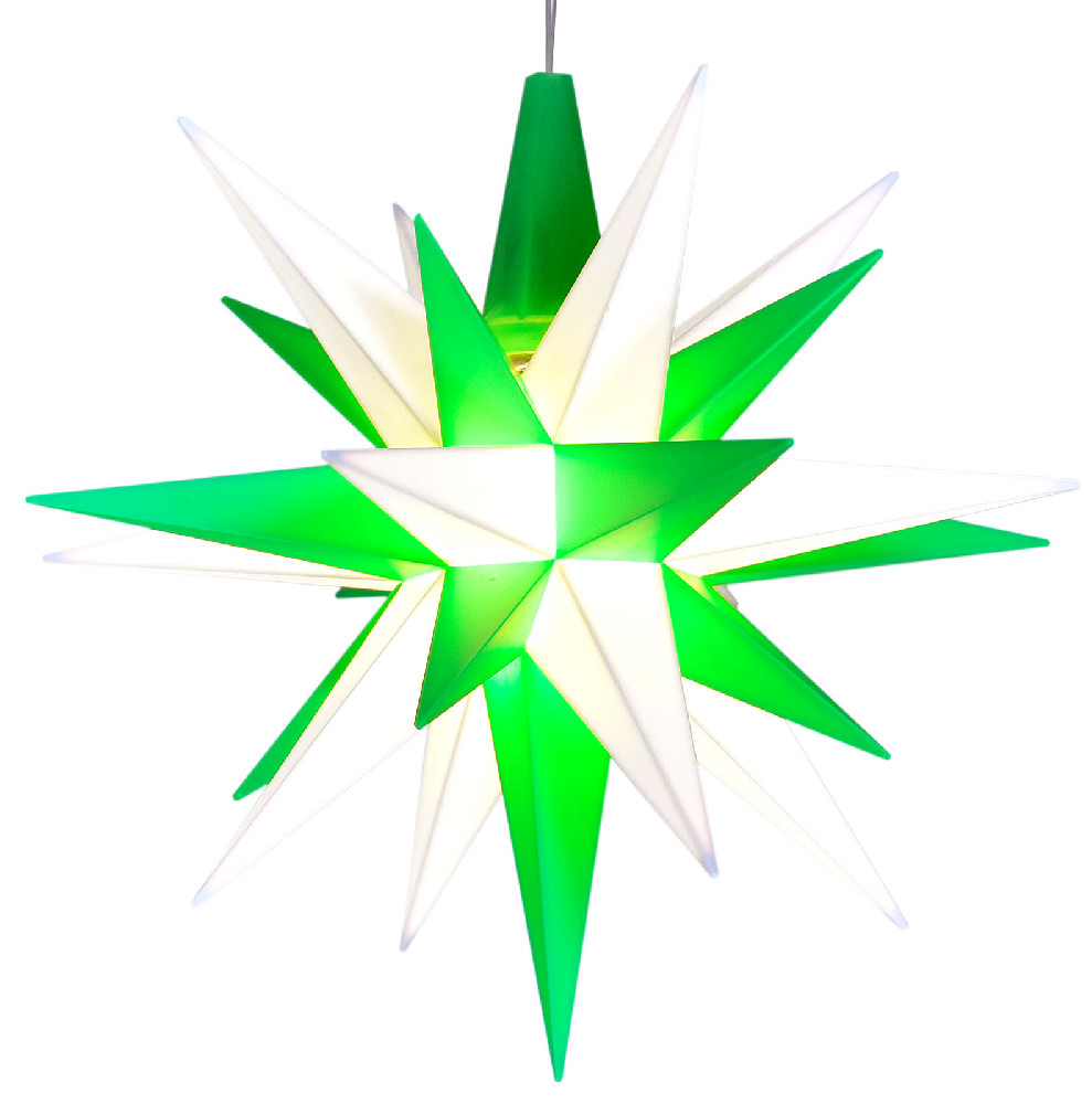 Kleiner Herrnhuter Stern, grün/weiß, LED