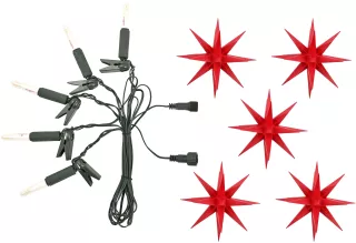 Herrnhuter Kurzkette A1s 5 Sterne, rot - LED