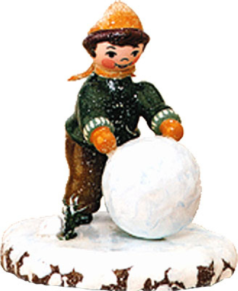 Hubrig Volkskunst Winterkinder - Junge mit Schneekugel