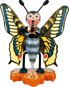 Hubrig Volkskunst Käfer - Schmetterling Schwalbenschwanz - Flöte