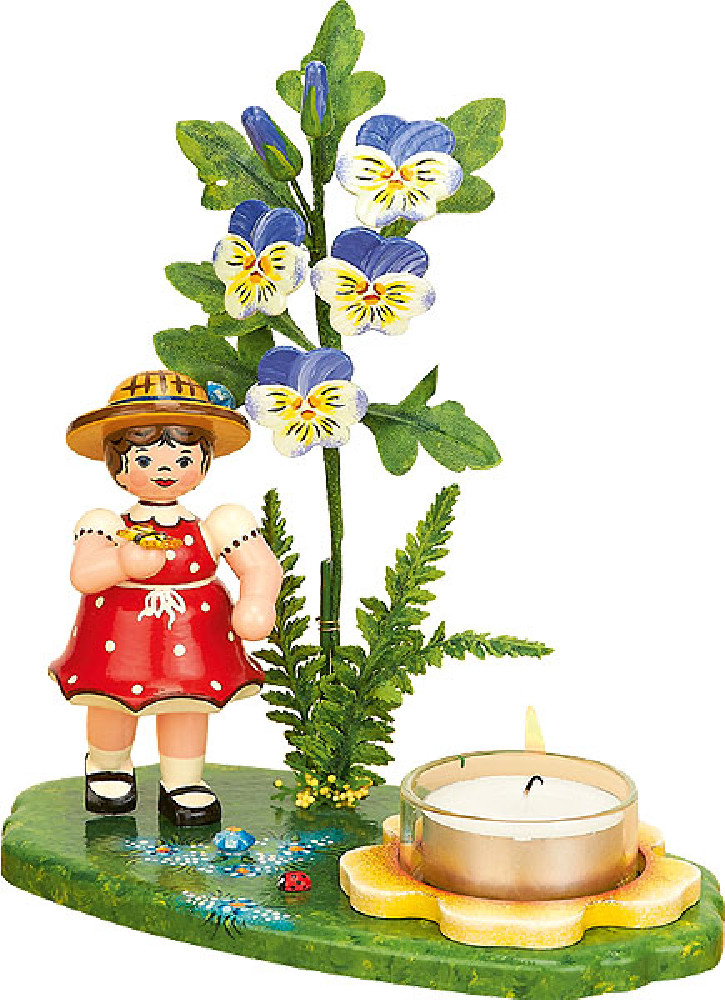 candle holder girl - horned pansy