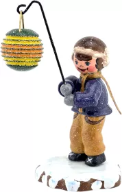 Hubrig Volkskunst Winterkinder - Junge mit Kugellampion