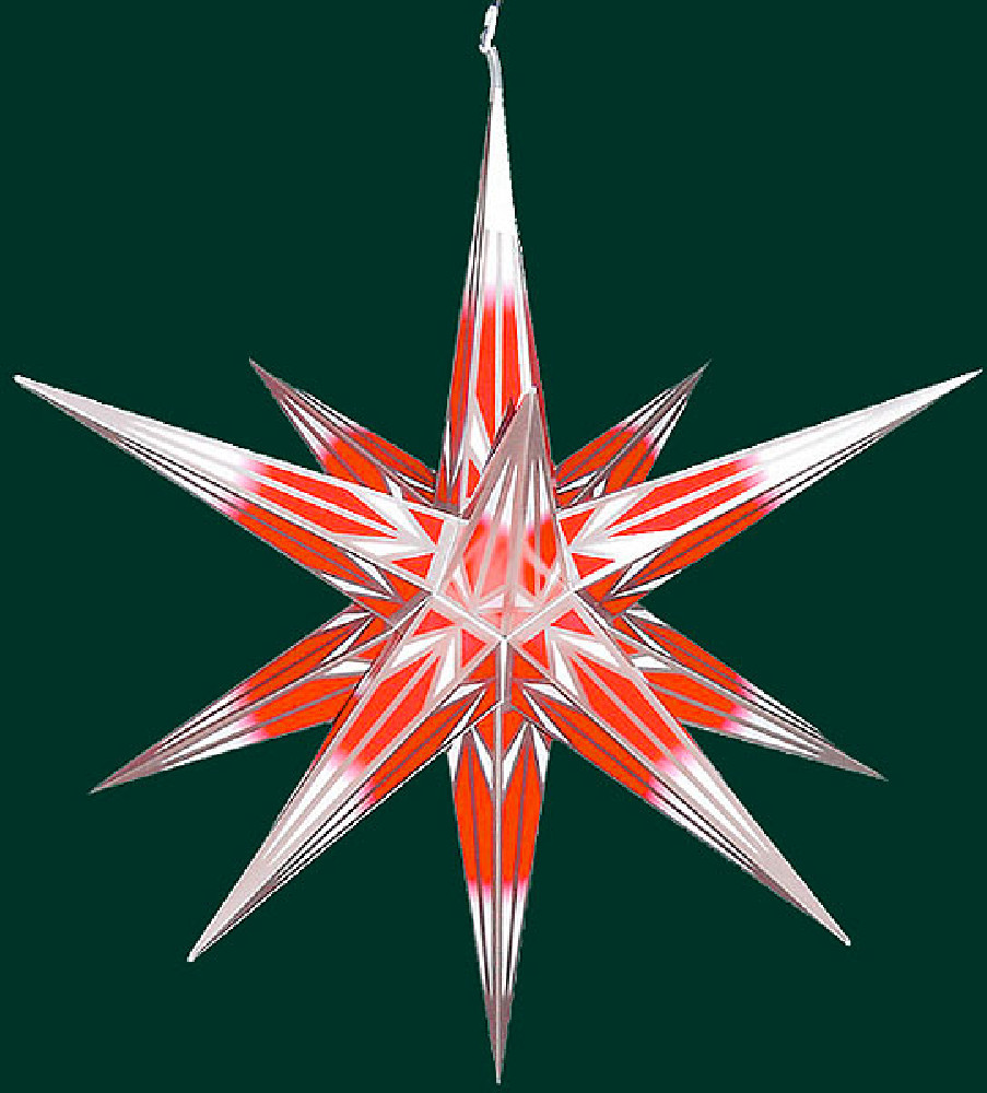 Haßlauer Advent-Außenstern, rot/weiß mit Silbermuster, 75cm