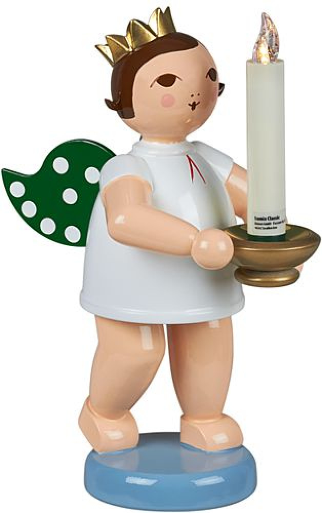 large angel with spout for wax candles or LED lighting, with crown