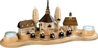 Kerzenhalter Seiffener Dorf, Teelichte, groß