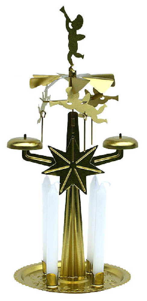 Weihnachtspyramide aus Metall - Lichter-Glocken-Spiel
