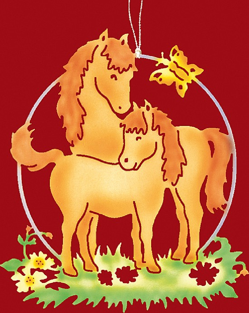 Taulin Fensterbild farbig Pferde