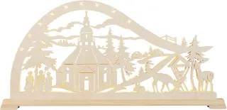 Taulin LED Bogen Seiffener Kirche mit Kurrendefiguren