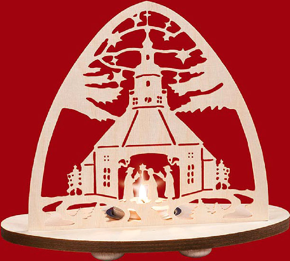 tealight candle Seiffen church - oval