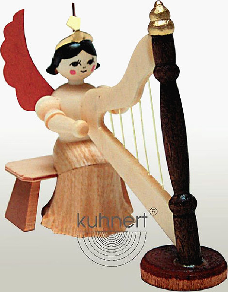 Drechslerei Kuhnert Konzertengel mit Harfe, natur