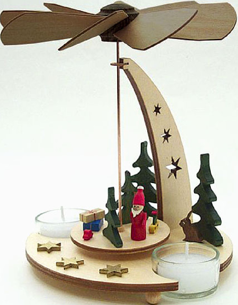 Drechslerei Kuhnert Teelichtpyramide Weihnachtsmann, natur