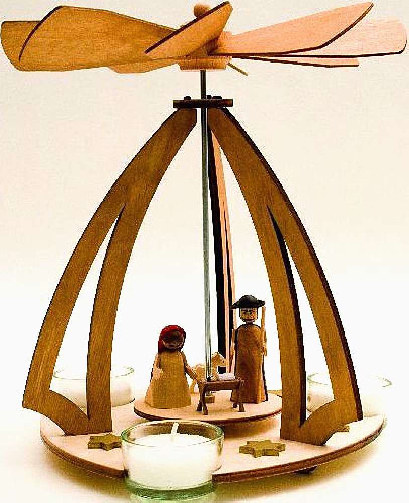 Drechslerei Kuhnert Teelichtpyramide Bogen mit Krippe