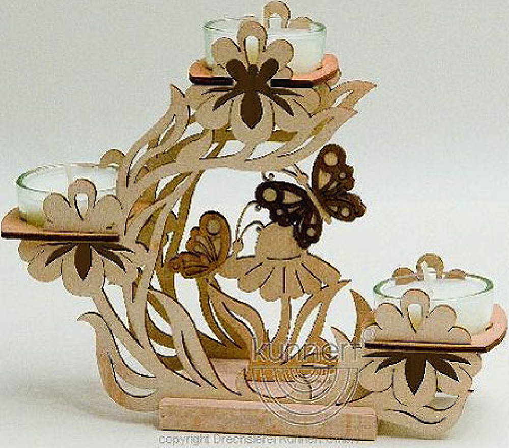 candle holder flower wreath with butterfly