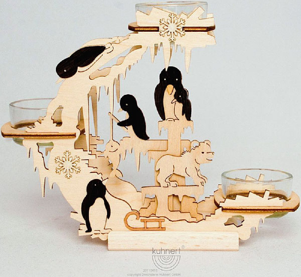 candle holder  with penguins