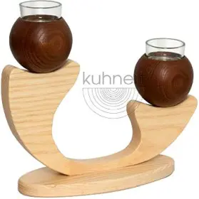 Drechslerei Kuhnert Tischleuchter, 2 Kugeln, braun