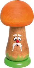 Drechslerei Kuhnert Räucherfigur Rauchpilz mit orangem Hut