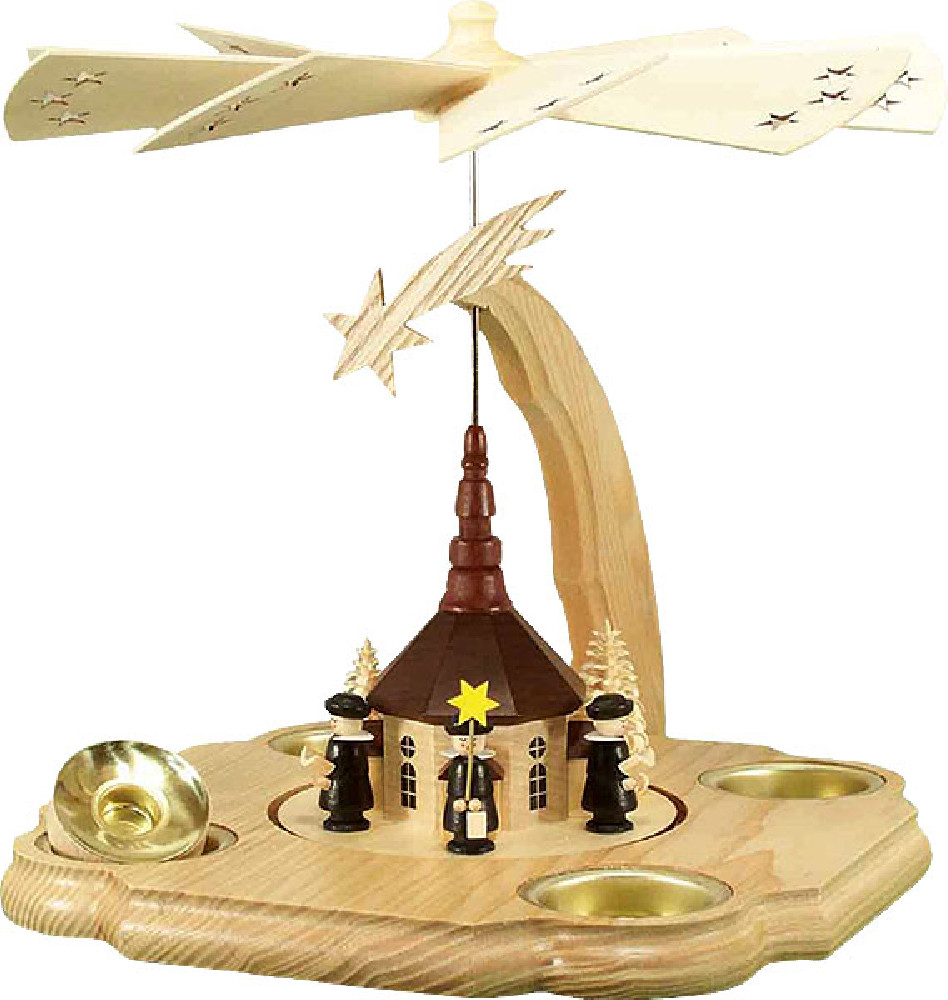 HoDreWa Legler Pyramide mit Kirche für Teelicht und Kerze