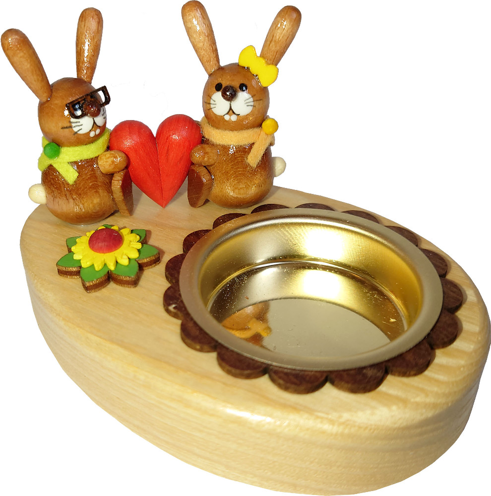 tea-light holder pair of rabbits with heart