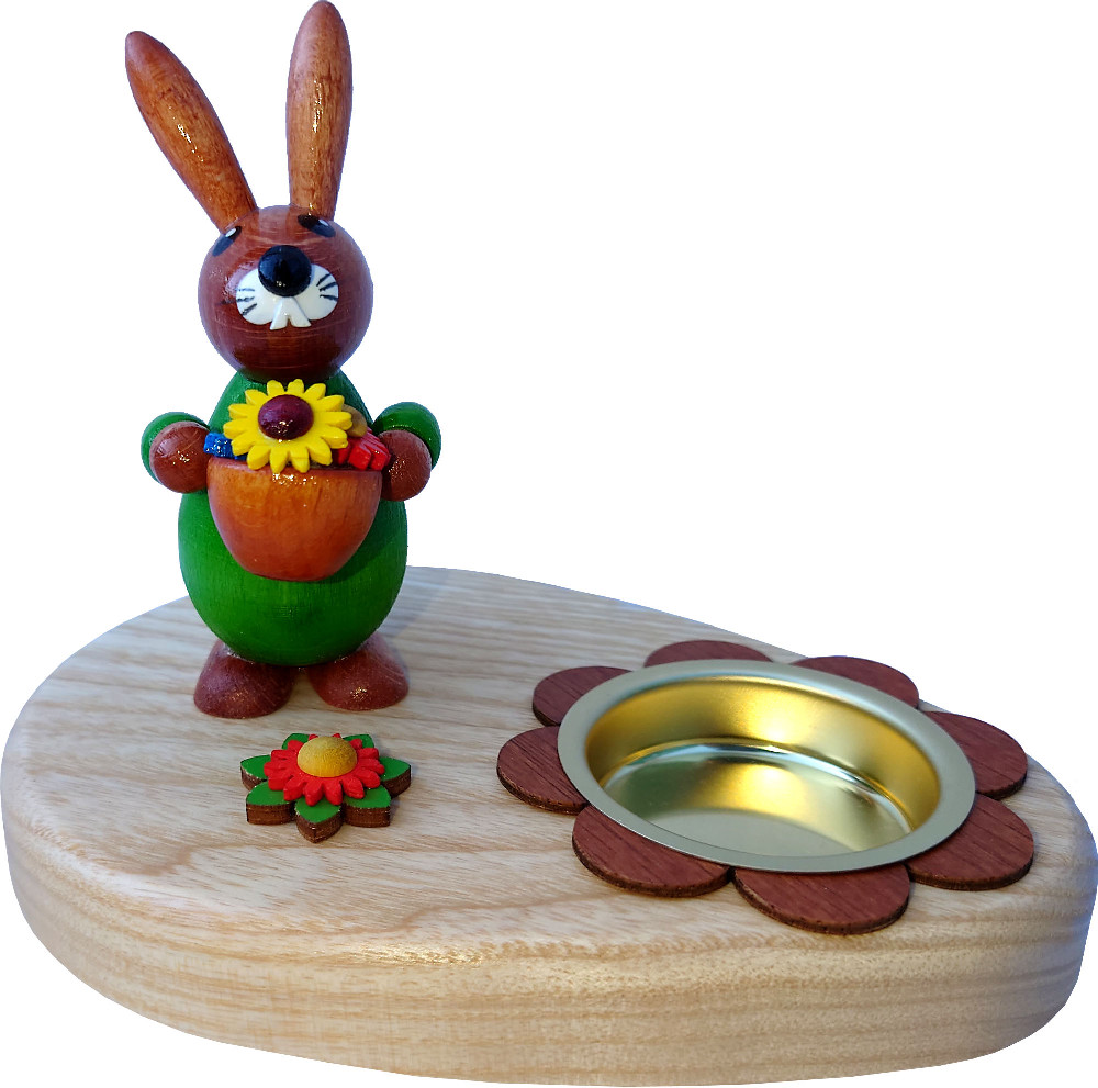tea-light holder rabbit green with flowerpot