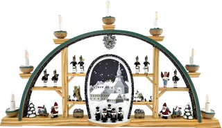 Manufaktur Klaus Kolbe Schwibbogen Seiffen Kurrende und Weihnachtsmann