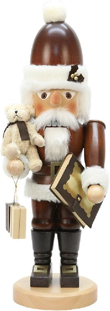 ChristianUlbricht Nußknacker Weihnachtsmann mit Teddy Natur