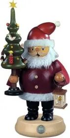 Kleinkunst Müller Räuchermann Weihnachtsmann mit Baum, mittelgroß