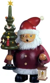 Kleinkunst Müller Räuchermann Weihnachtsmann mit Baum, klein