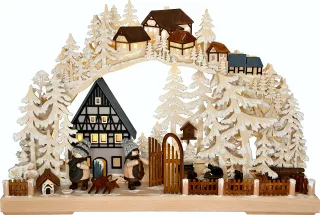 Ratags 3D-Schwibbogen Fachwerkträume, Raureif, klein