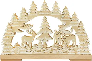 Ratags Holzdesign Schwibbogen Waldtiere - mit Raureif, klein