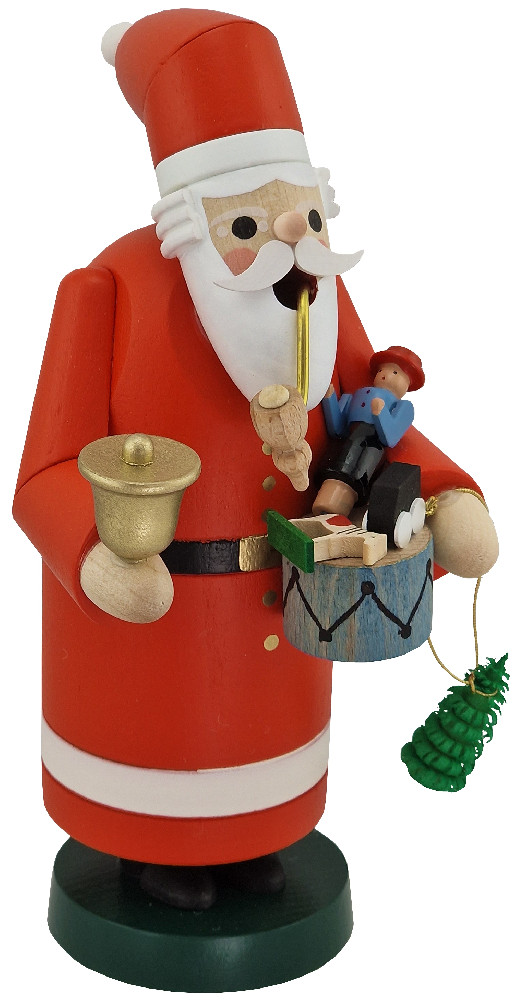 Richard Glässer Räuchermann Weihnachtsmann mit Glocke und Spielzeug
