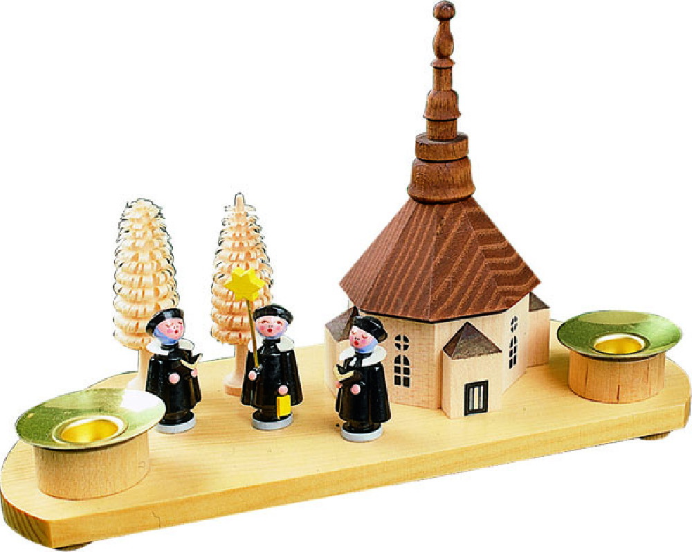 candle holder seiffen curch with carolers