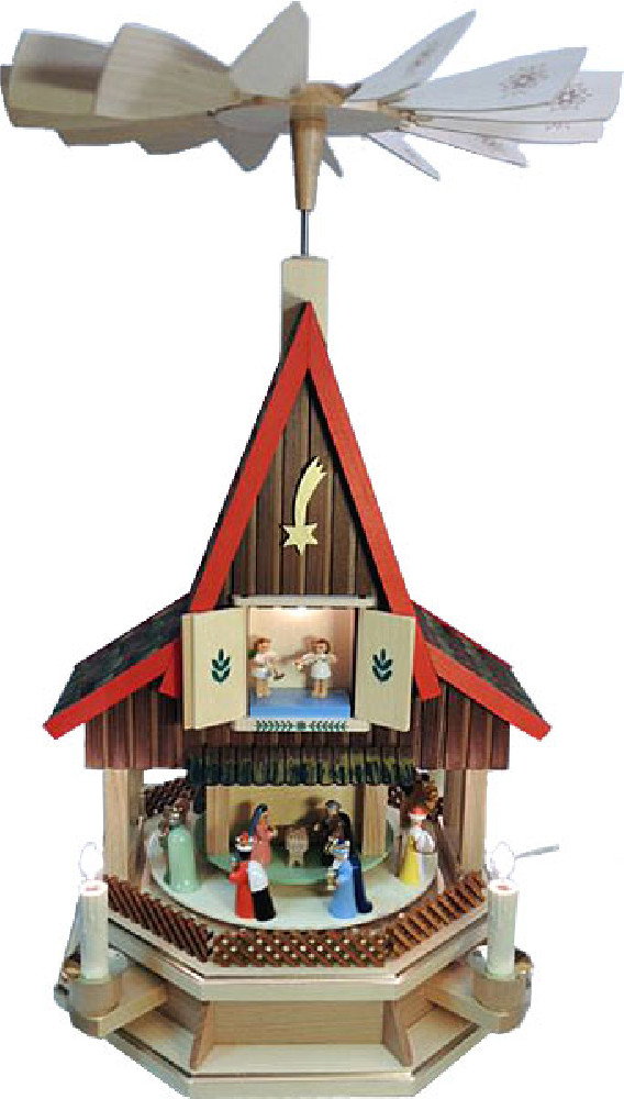 Richard Glässer Adventshaus Christi Geburt, klein, elektrisch beleuchtet