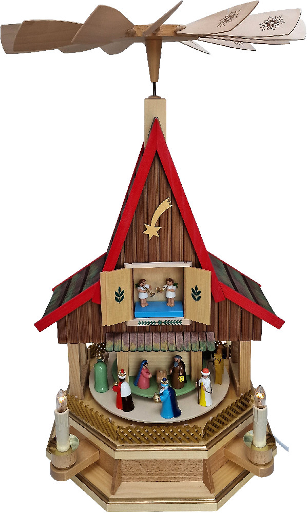 Richard Glässer Adventshaus Christi Geburt, klein, elektrisch beleuchtet