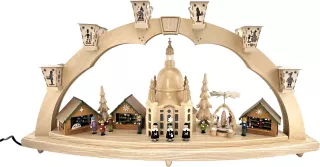 Richard Glässer Schwibbogen Dresdner Frauenkirche mit Pyramide 80cm