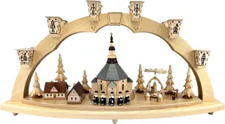 Richard Glässer Schwibbogen Seiffener Kirche mit Pyramide
